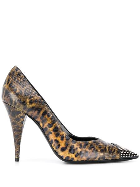 туфли-лодочки с леопардовым принтом и заклепками Yves Saint Laurent 144877365155