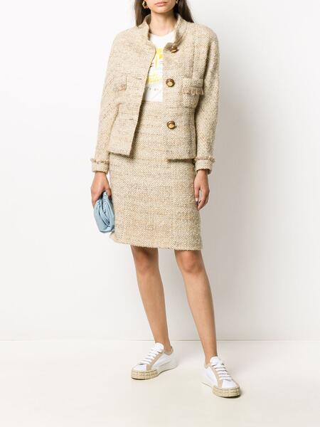 меланжевый костюм с юбкой 1980-х годов Chanel Pre-Owned 155583365156