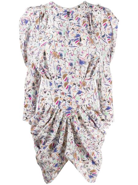 платье мини с абстрактным узором и сборками Isabel Marant 155290115156