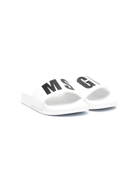 двухцветные шлепанцы с логотипом Msgm Kids 160912965157