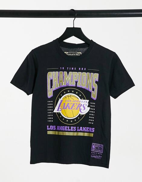 Черная футболка с принтом "LA Lakers Champions" NBA-Черный Mitchell & Ness 10850245