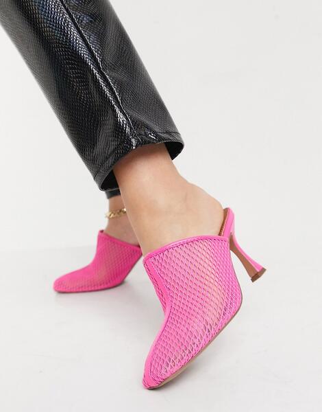 Розовые сетчатые мюли на среднем каблуке Sian-Розовый цвет ASOS DESIGN 10841837
