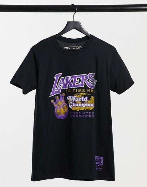 Черная футболка с принтом "LA Lakers 16х World Champions" NBA-Черный Mitchell & Ness 10850225