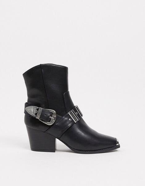 Черные ботинки с отделкой в стиле вестерн -Черный River Island 11150159