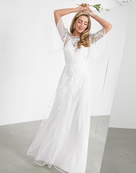 Свадебное платье с цветочной вышивкой -Белый ASOS Edition 10659614