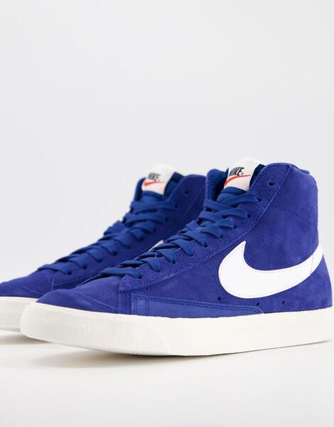 Замшевые кроссовки насыщенного синего цвета Blazer Mid '77-Голубой Nike 10131913