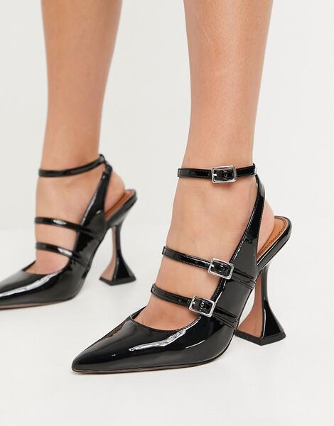 Черные туфли с пряжками на высоком каблуке Parry-Черный цвет ASOS DESIGN 10841042