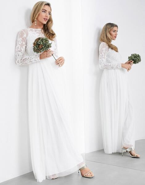 Свадебное платье макси с вышивкой -Белый ASOS Edition 10994170