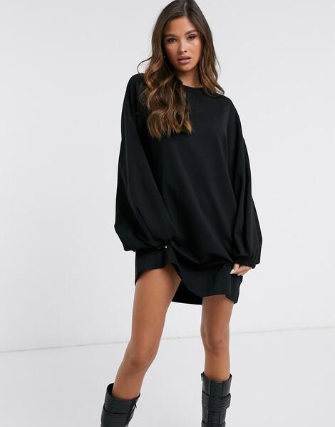 Черное платье-свитшот в стиле oversized с широкими рукавами -Черный ASOS DESIGN 10558899