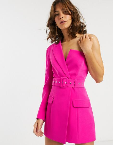 Асимметричный длинный пиджак с поясом -Розовый цвет ASOS DESIGN 9088676
