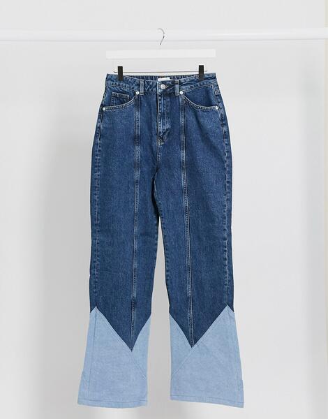 Прямые джинсы со вставками -Голубой NA-KD 10150541
