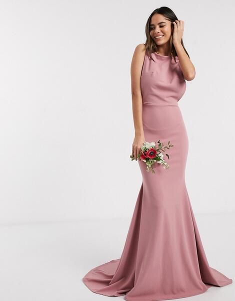 Розовое платье с глубоким вырезом на спине Bridesmaid-Розовый цвет MISSGUIDED 9759093
