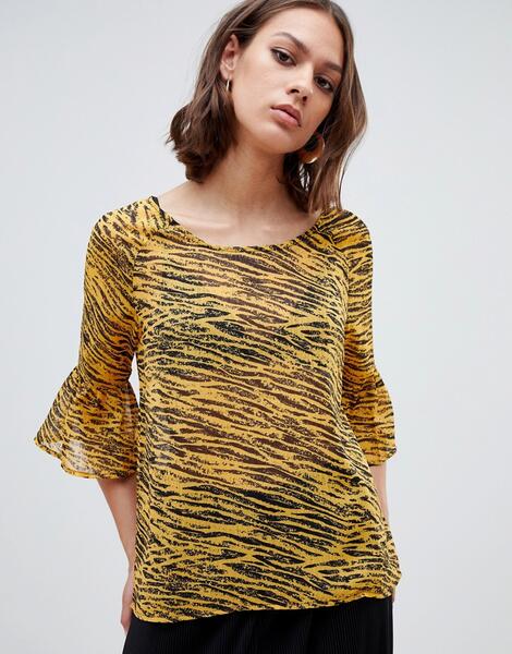 Блузка с тигровым принтом -Желтый Ichi 6901796
