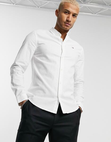 Белая оксфордская приталенная рубашка -Белый TOMMY JEANS 10083586