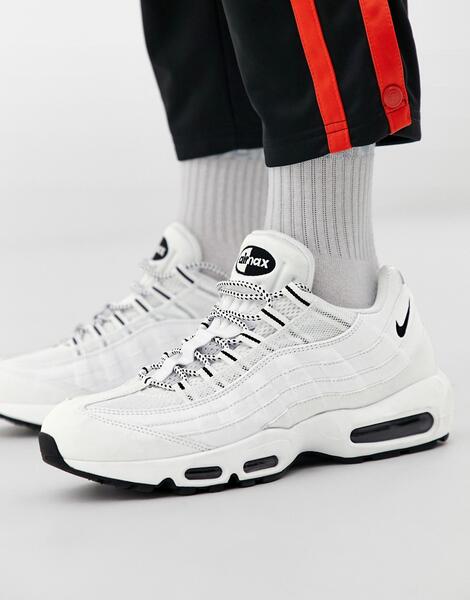 Белые кожаные кроссовки Air Max 95-Черный Nike 8529191