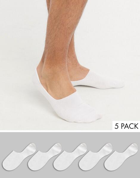 Набор из пяти пар белых невидимых носков -Белый Topman 10008051