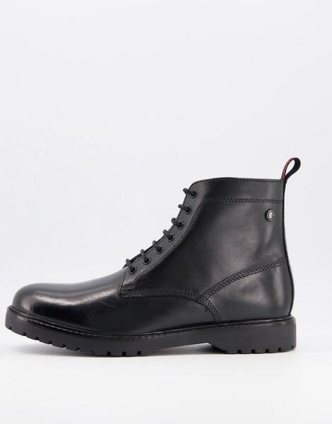 Черные кожаные ботинки на шнуровке -Черный Base London 10180179