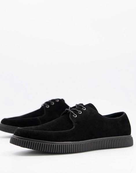 Черные ботинки-криперы из искусственной замши на шнуровке -Черный цвет ASOS DESIGN 10530021