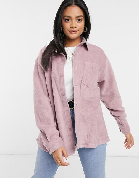 Куртка-рубашка в стиле oversized из флиса -Розовый ASOS DESIGN 10193838