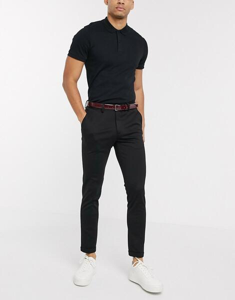 Черные трикотажные брюки строгого кроя -Черный цвет SELECTED 9596624