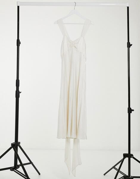 Атласное свадебное платье макси цвета слоновой кости London-Белый GHOST 10769350