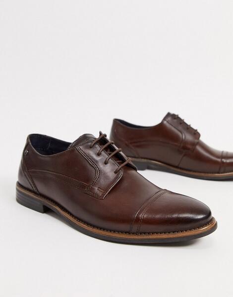Коричневые кожаные туфли на шнуровке -Коричневый цвет Base London 10179610