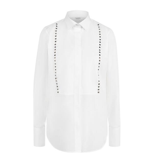 Хлопковая блуза с планкой и заклепками Valentino 10644446