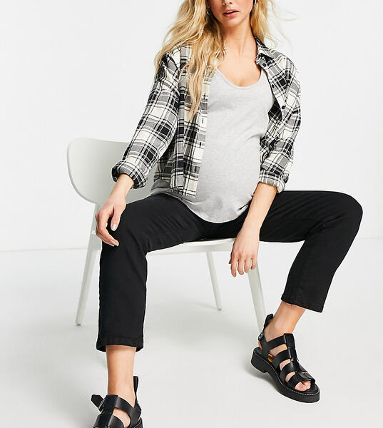 Черные эластичные джинсы в винтажном стиле со вставкой поверх живота -Черный цвет Cotton:On Maternity 11242399