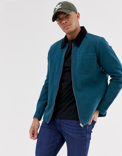 Сине-зеленая парусиновая куртка на молнии -Зеленый ASOS DESIGN 8371110
