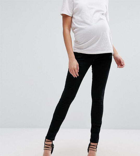 Черные джинсы скинни со вставкой для живота ASOS DESIGN Maternity Tall-Черный Asos Maternity 4900905