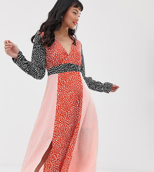 Платье макси с разрезом спереди и принтом -Многоцветный Glamorous Petite 8315930