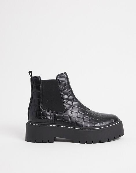 Массивные ботинки челси черного цвета с крокодиловым принтом Veerly-Черный Steve Madden 10330909