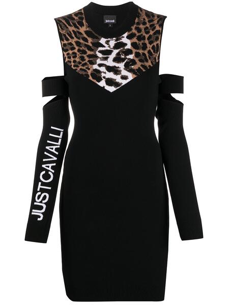 платье-джемпер длины мини с леопардовым принтом Just Cavalli 15800366888883