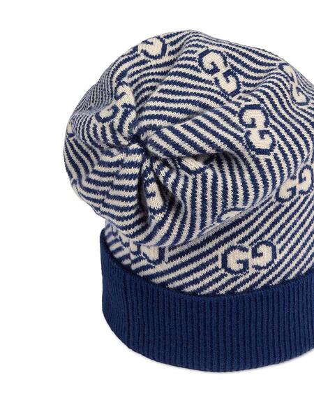 шапка бини вязки интарсия с логотипом GG GUCCI KIDS 1609718083