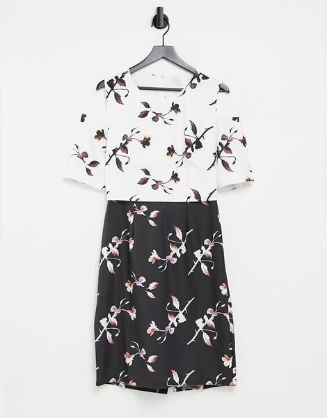 Черно-белое платье c комбинированным дизайном -Многоцветный Little Mistress 7015313