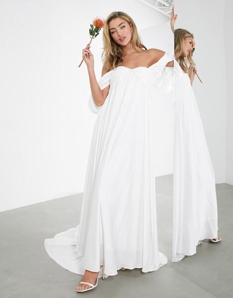 Свадебное платье со сборками и драпировкой на рукавах Jasmine-Белый ASOS Edition 10888270