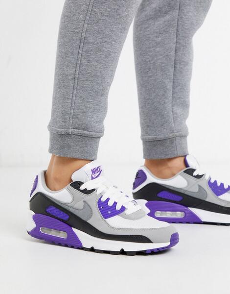 Белые кроссовки с фиолетовыми вставками Air Max 90-Фиолетовый Nike 9044805
