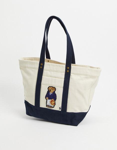 Белая сумка-тоут с логотипом в виде медвежонка -Белый Polo Ralph Lauren 11130243