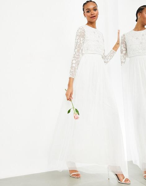 Свадебное платье с укороченным топом Fleur-Белый ASOS Edition 11126722
