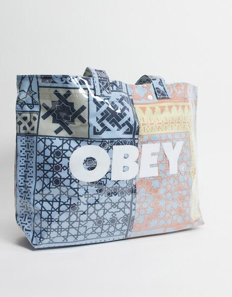 Разноцветная сумка-тоут с принтом бандан -Голубой Obey 11626842