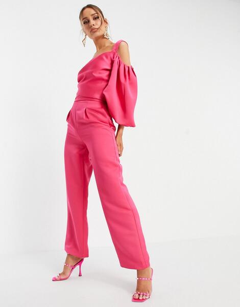 Ярко-розовые классические брюки от комплекта -Розовый цвет Yaura 11487398