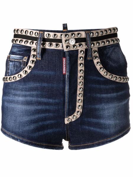 джинсовые шорты с заклепками Dsquared2 162882985154