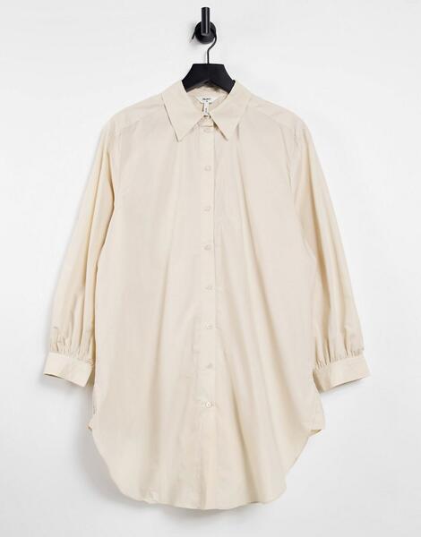 Кремовая удлиненная рубашка -Белый Object 11440704