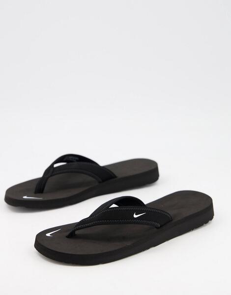 Черные шлепанцы с перемычкой между пальцев и логотипом -Черный цвет Nike 11952351