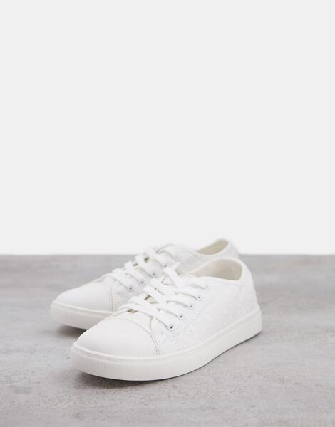Белые кроссовки с вышивкой ришелье -Белый Accessorize 11925554