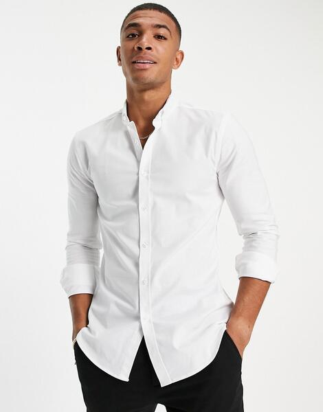 Белая оксфордская обтягивающая рубашка с длинными рукавами -Белый New Look 104933677