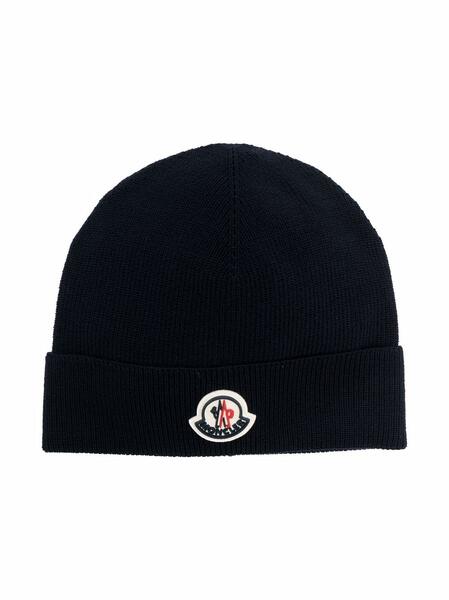 шапка бини в рубчик с нашивкой-логотипом Moncler Enfant 1691204877