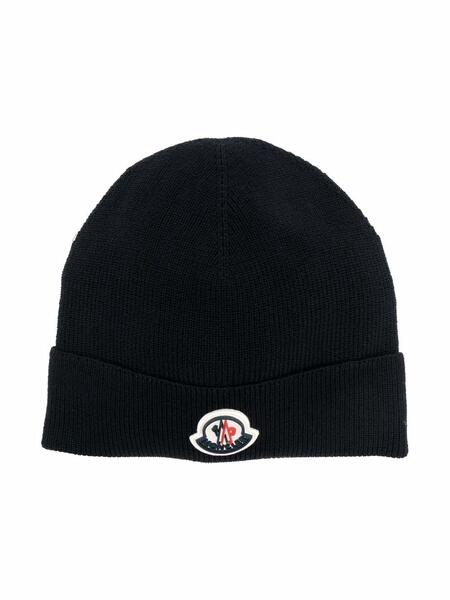 шапка бини в рубчик с нашивкой-логотипом Moncler Enfant 1691205077