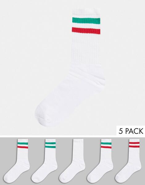 Белые носки с зелеными полосками -Белый Brave Soul 10486056