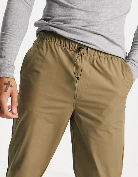 Нейлоновые брюки цвета хаки с затягивающимся шнурком -Зеленый цвет SELECTED 11532831